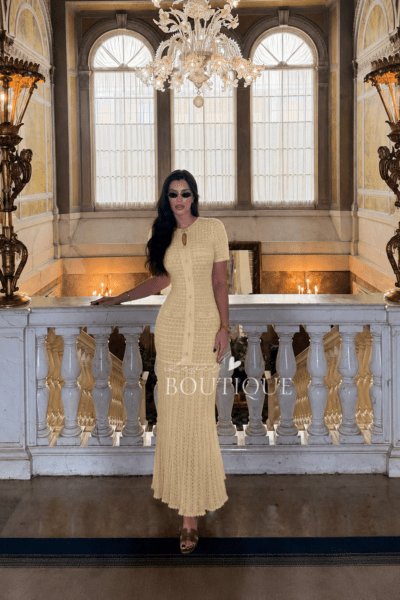 Vestido amarillo maxi botones