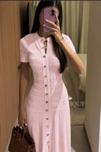 Vestido rosa botones