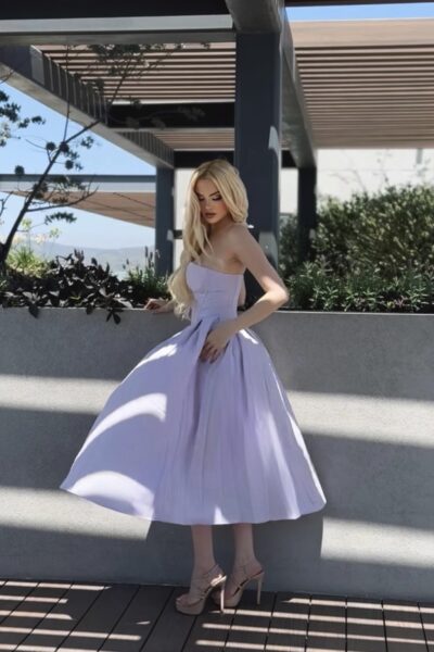 Vestido lila straple