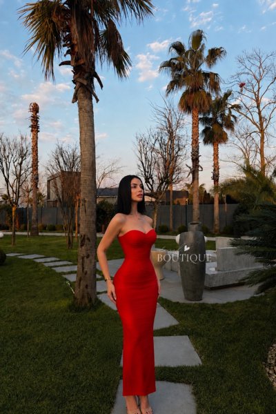 Maxi vestido rojo largo Bandage