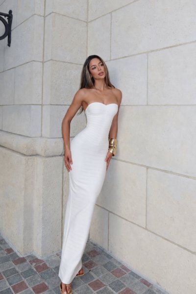 Maxi vestido blanco largo Bandage