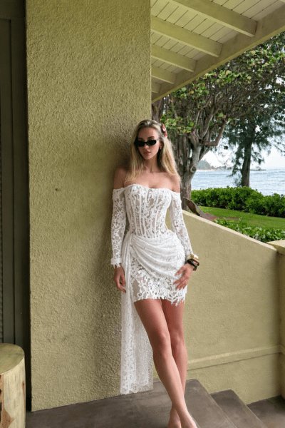 Vestido blanco encaje manga