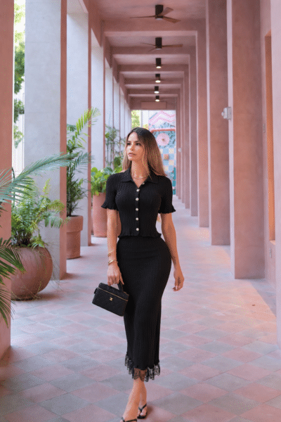 Conjunto negro maxi falda