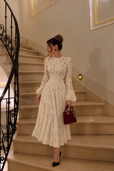 Vestido blanco encaje maxi
