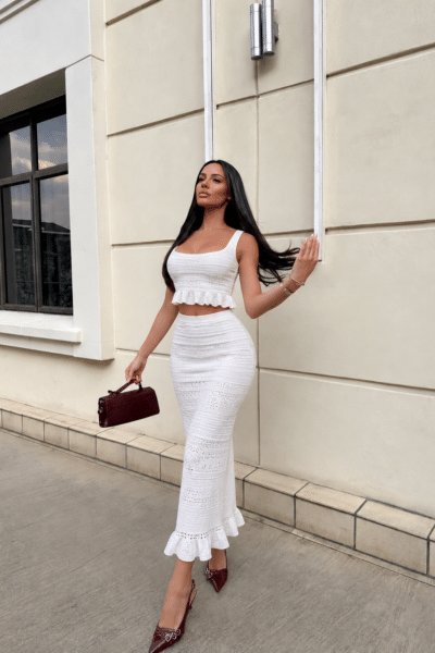 Conjunto blanco falda larga