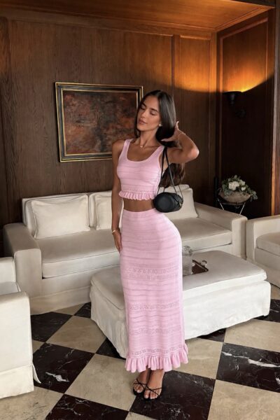 Conjunto rosa falda larga